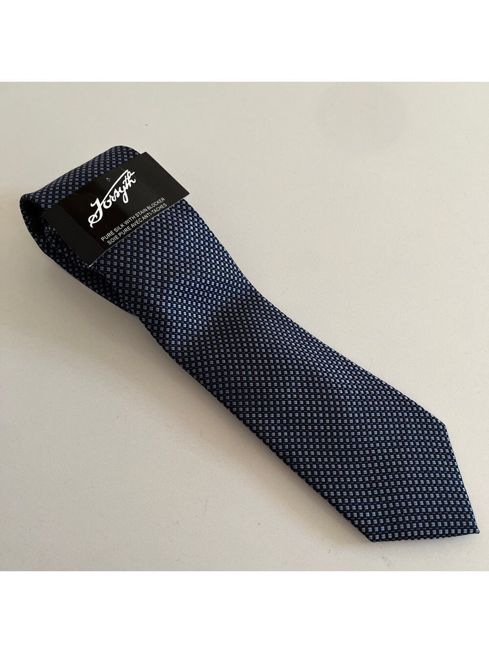 FORSYTH 100% Silk Neck Tie Blue Tiny Squares Pattern Business Event Office NWT